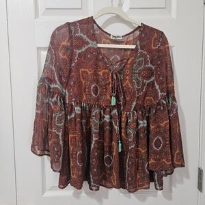 Show Me Your Mumu Peasant Boho Blouse S